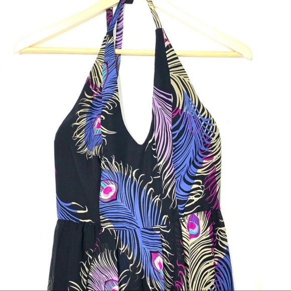 Boston Proper High/low peacock print dress - Picture 3 of 7